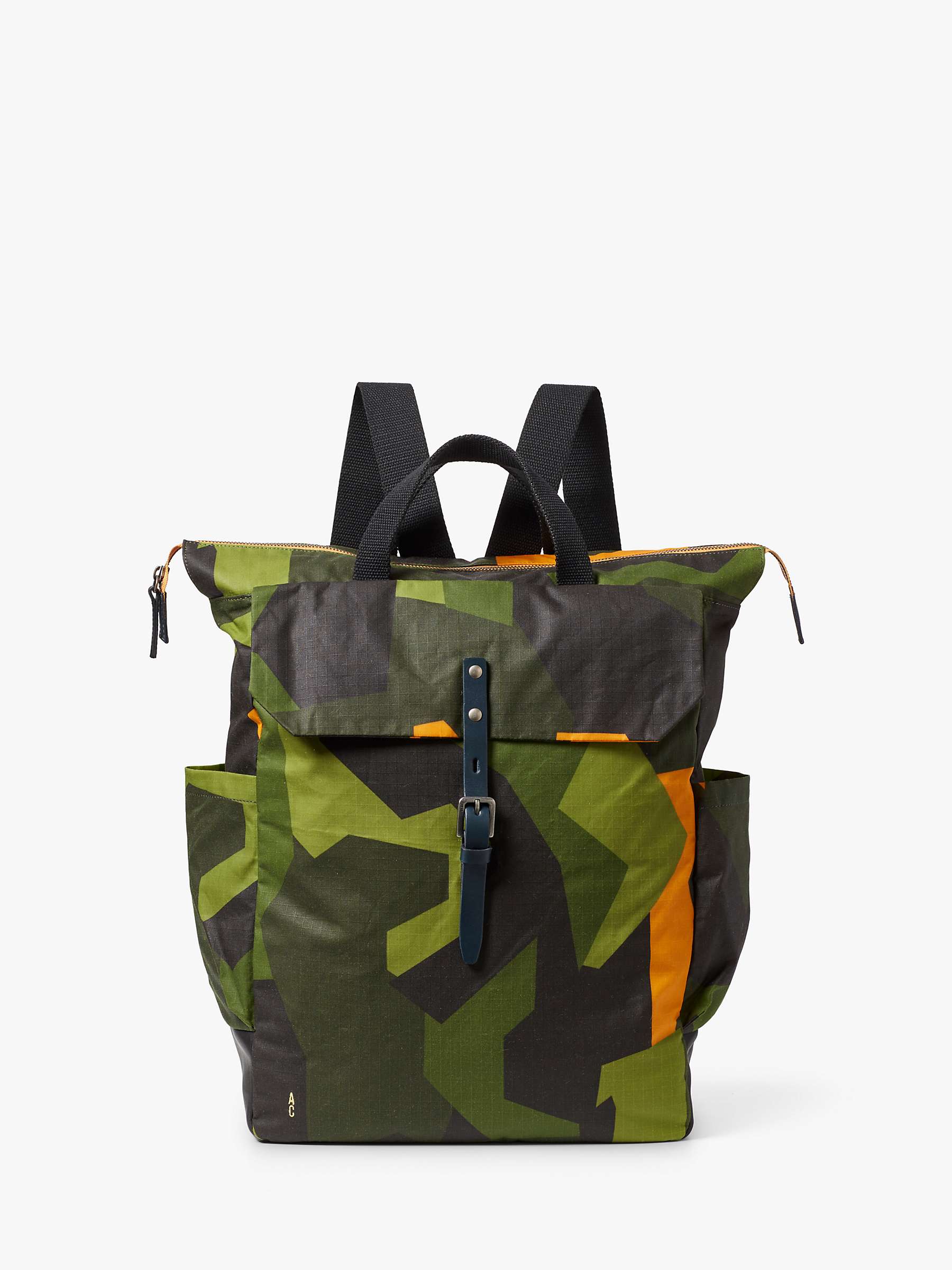 Buy Ally Capellino Fin Camo Waxed Cotton Rucksack, Green/Yellow Online at johnlewis.com