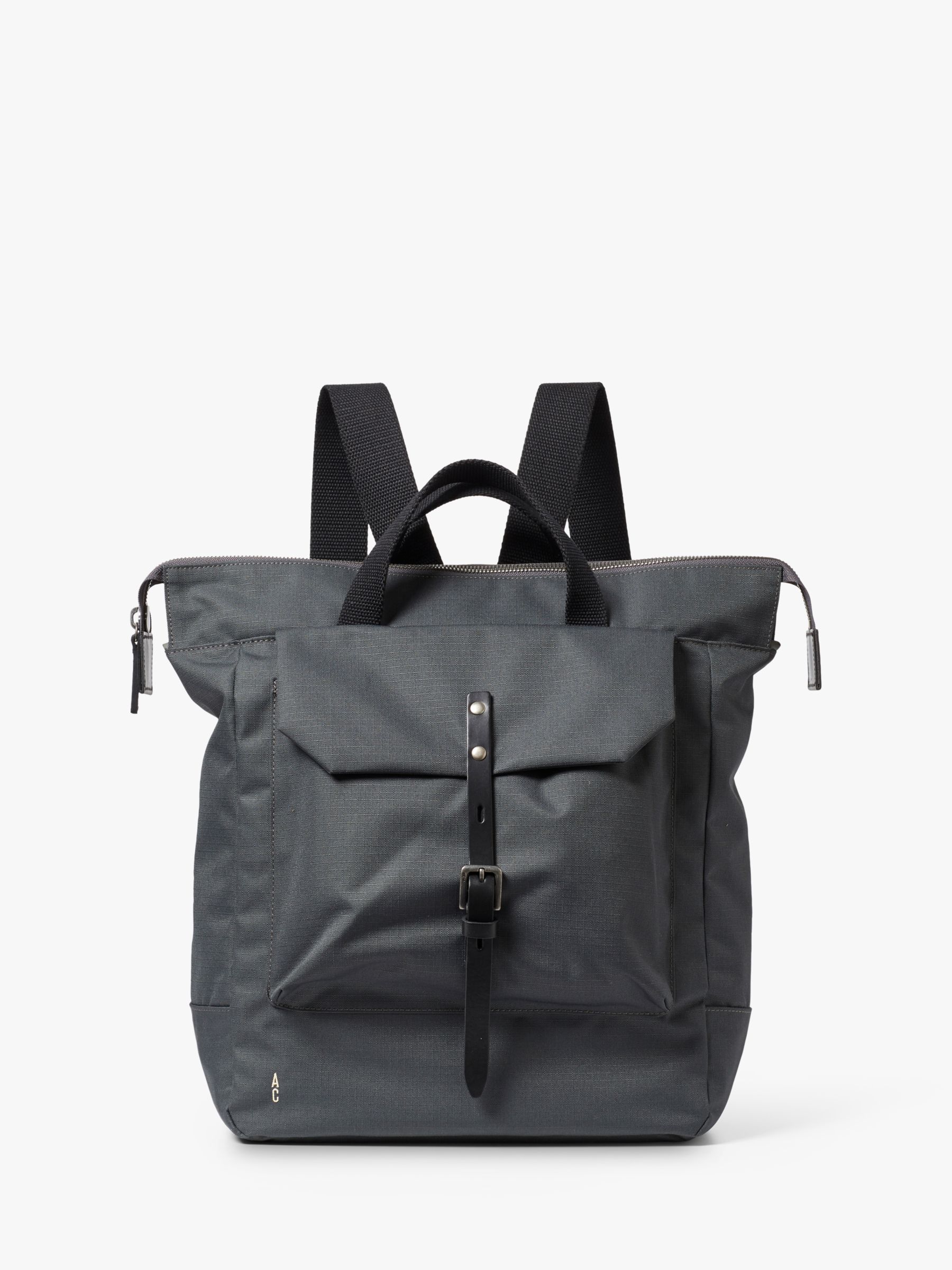 Ally Capellino Frances Waxed Cotton Backpack, Dark Grey at John Lewis ...