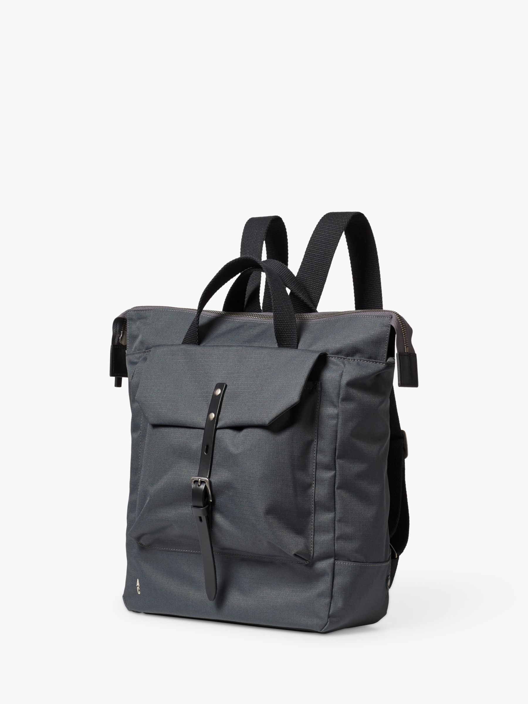 Ally Capellino Frances Waxed Cotton Backpack, Dark Grey at John Lewis ...