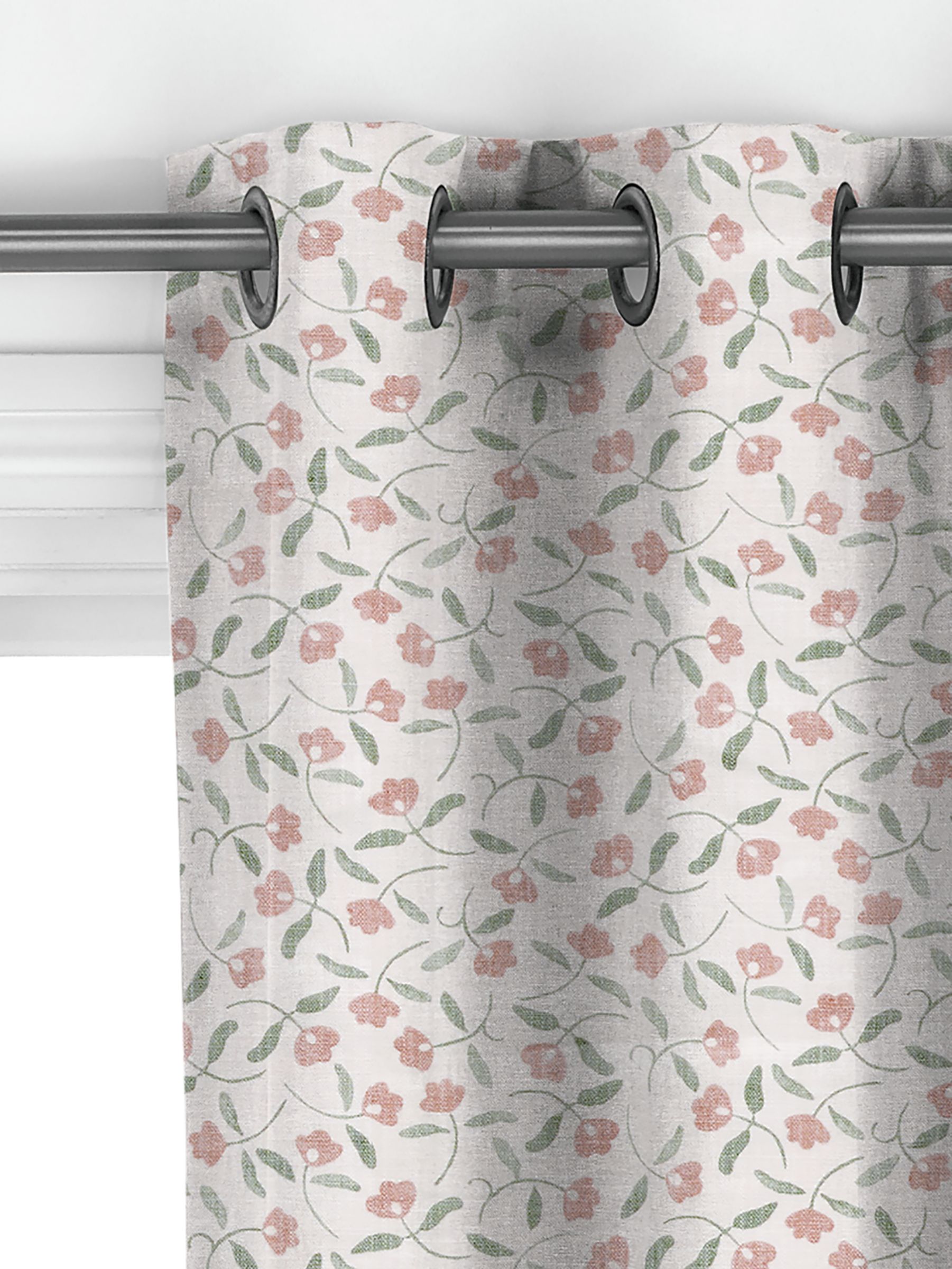 John Lewis Scallop Floral Made to Measure Curtains, Plaster