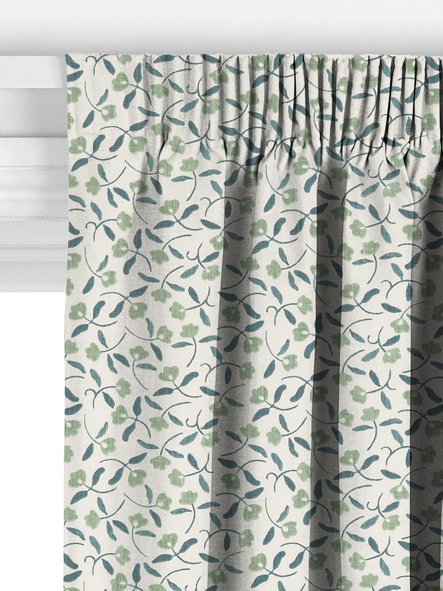 John Lewis Scallop Floral Made to Measure Curtains, Linden