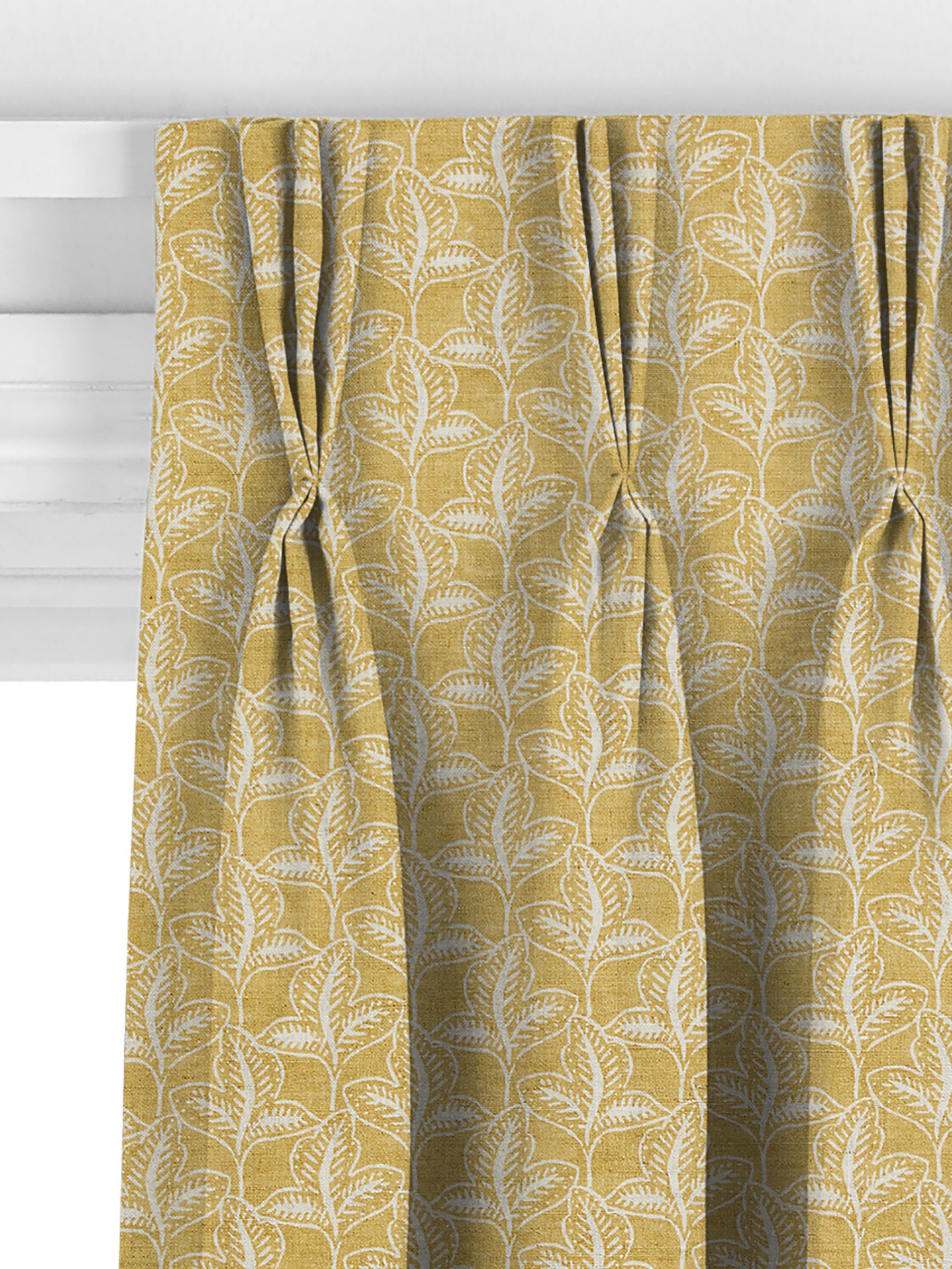 John Lewis Exley Leaf Made to Measure Curtains or Roman Blind, Ochre