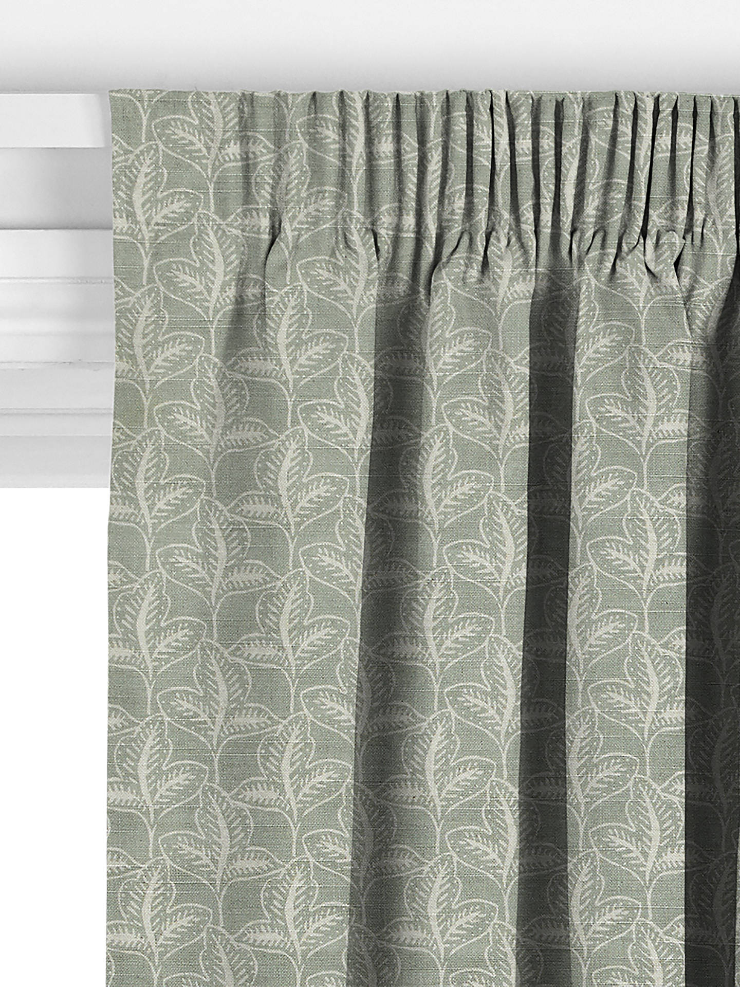 John Lewis Exley Leaf Made to Measure Curtains, Dusty Green