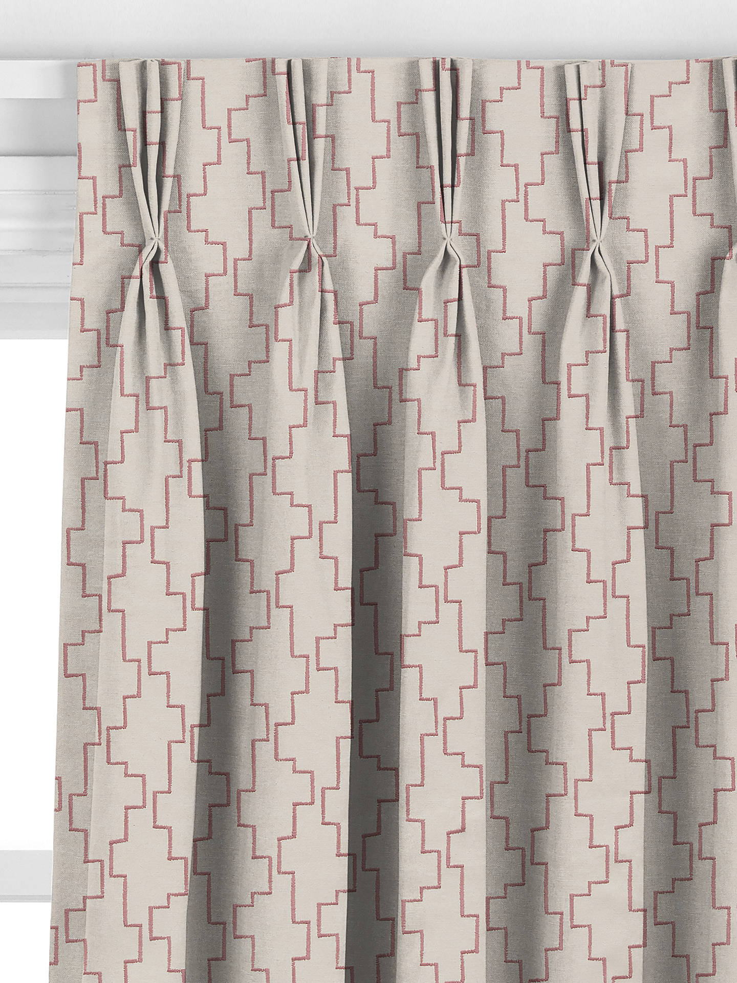 John Lewis Steps Embroidered Made to Measure Curtains, Rosa Pink