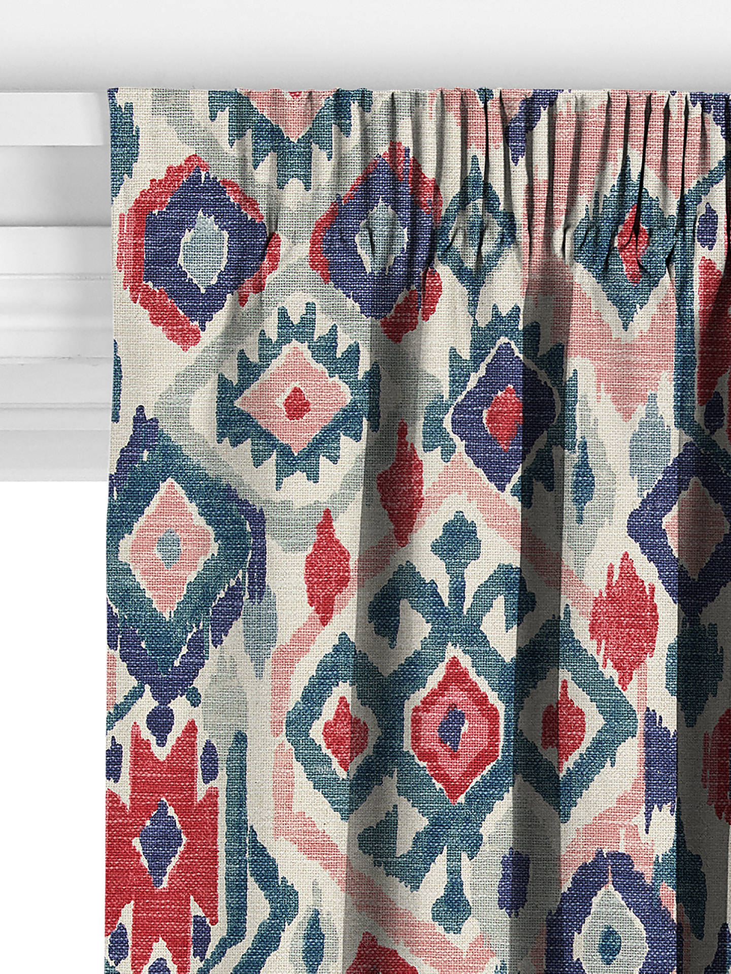 John Lewis Maya Ikat Made to Measure Curtains, Soft Teal