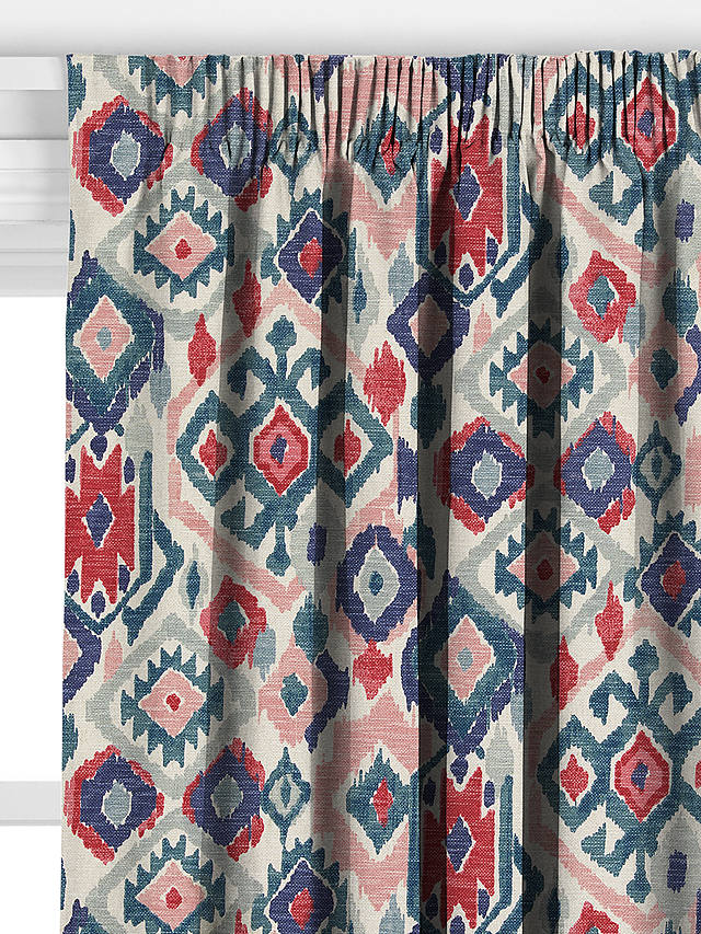 John Lewis Maya Ikat Made to Measure Curtains, Soft Teal