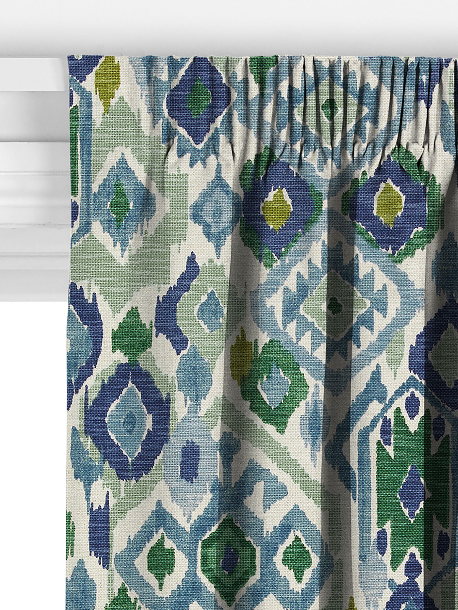 John Lewis Maya Ikat Made to Measure Curtains, Woodland Green