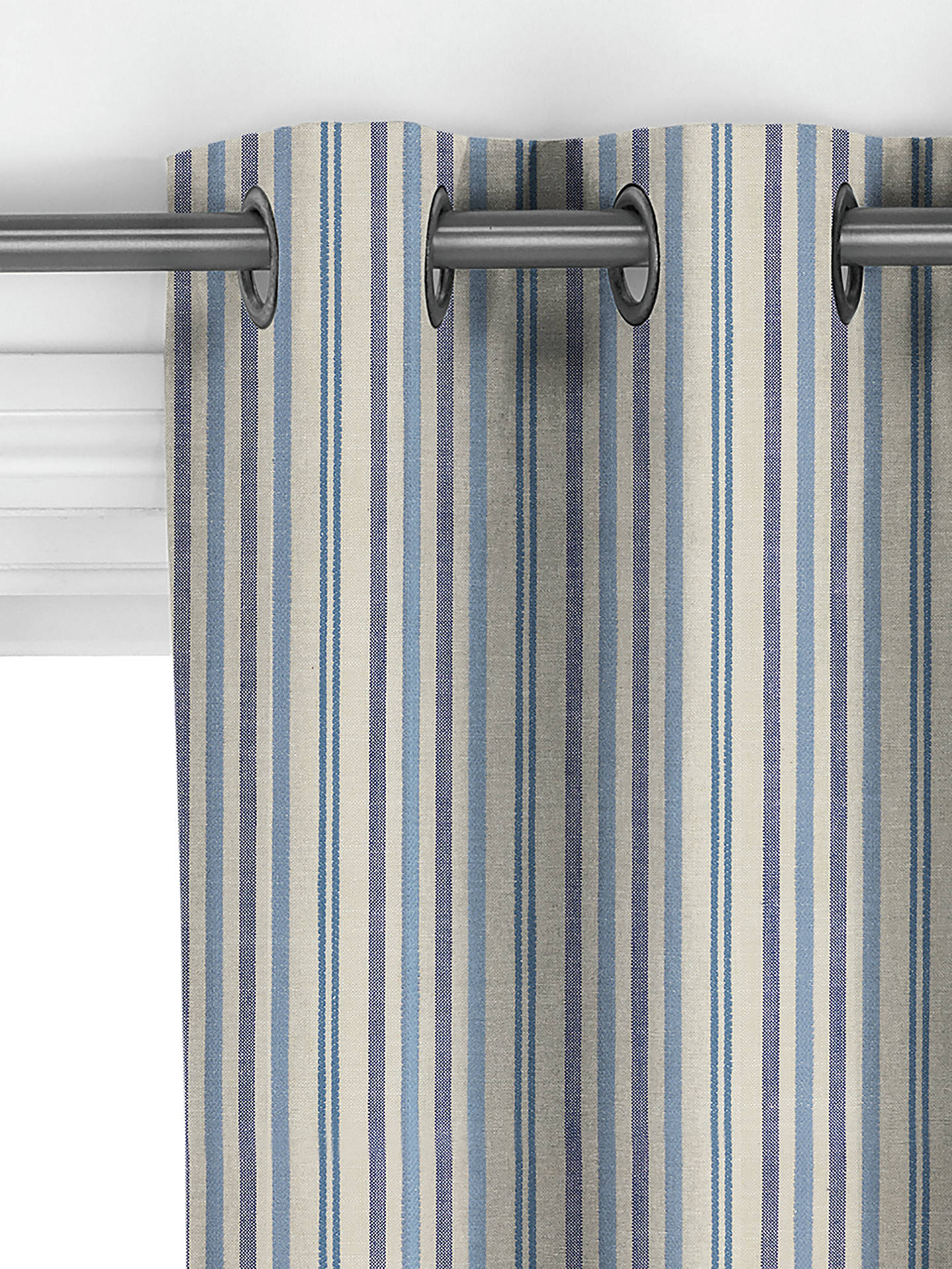 John Lewis Ottoman Stripe Made to Measure Curtains, Blue