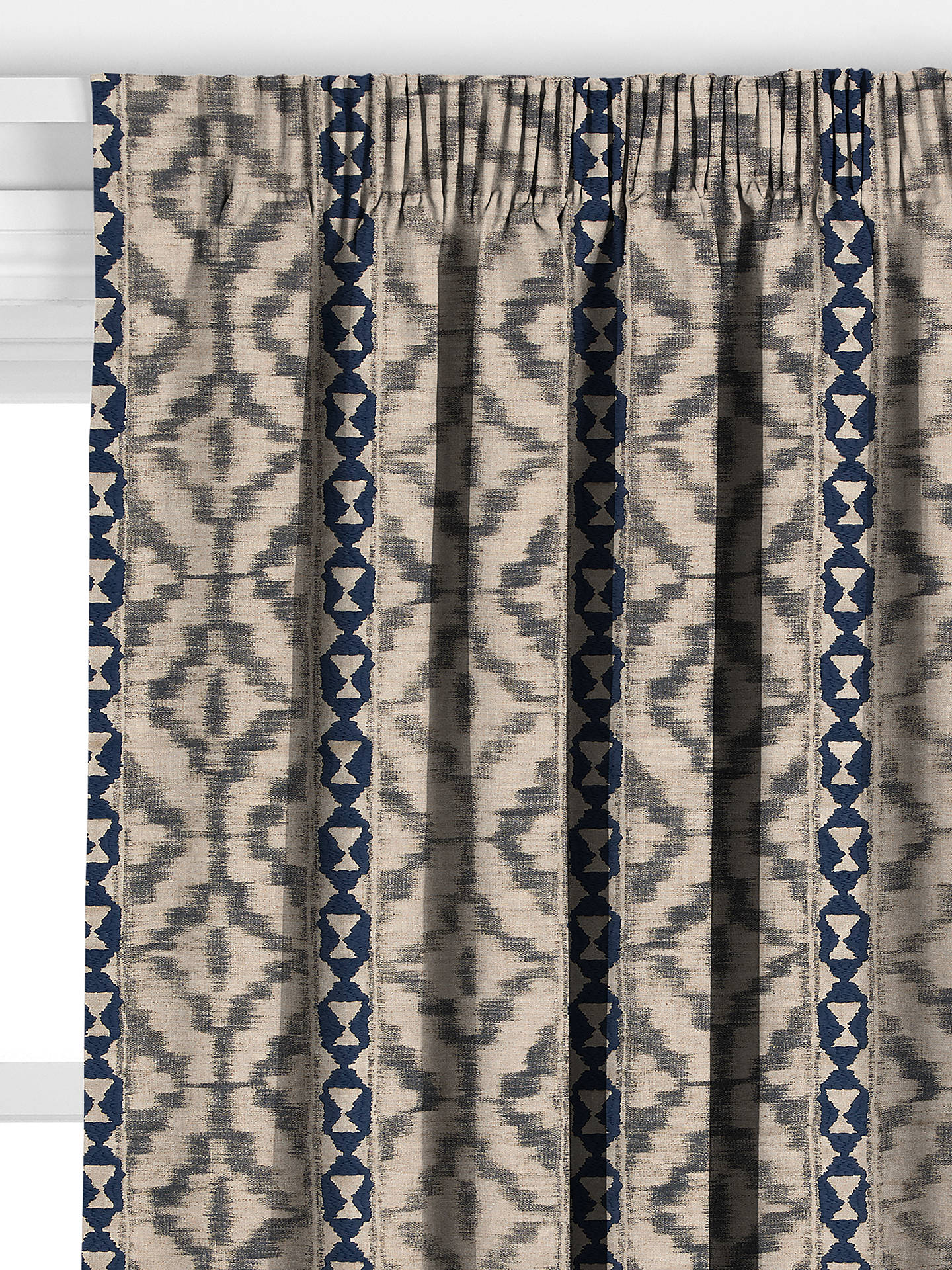 John Lewis Ikat Embroidery Linen Blend Made to Measure Curtains, Navy