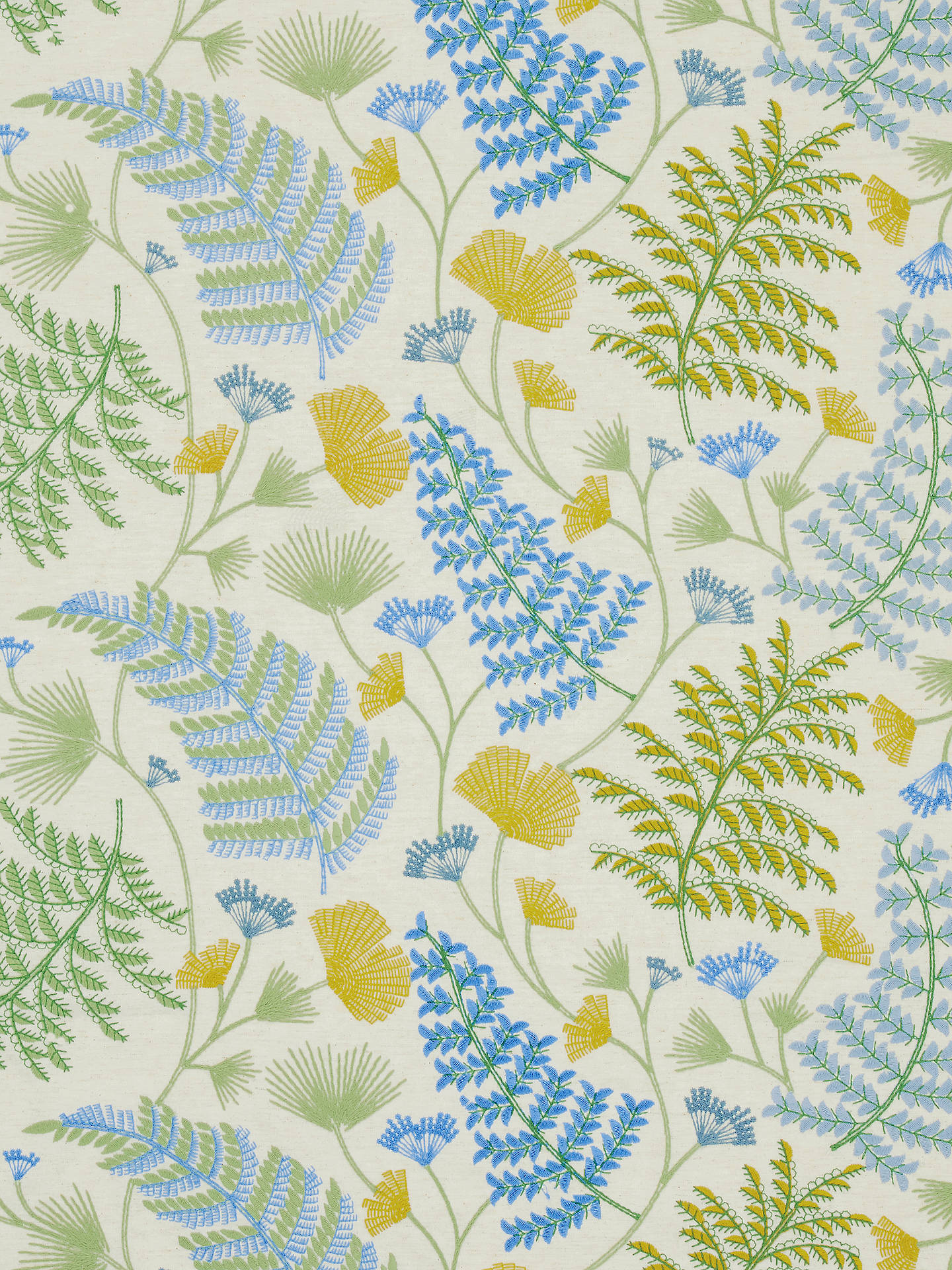 John Lewis Laurel Embroidery Made to Measure Curtains, Tranquil Blue