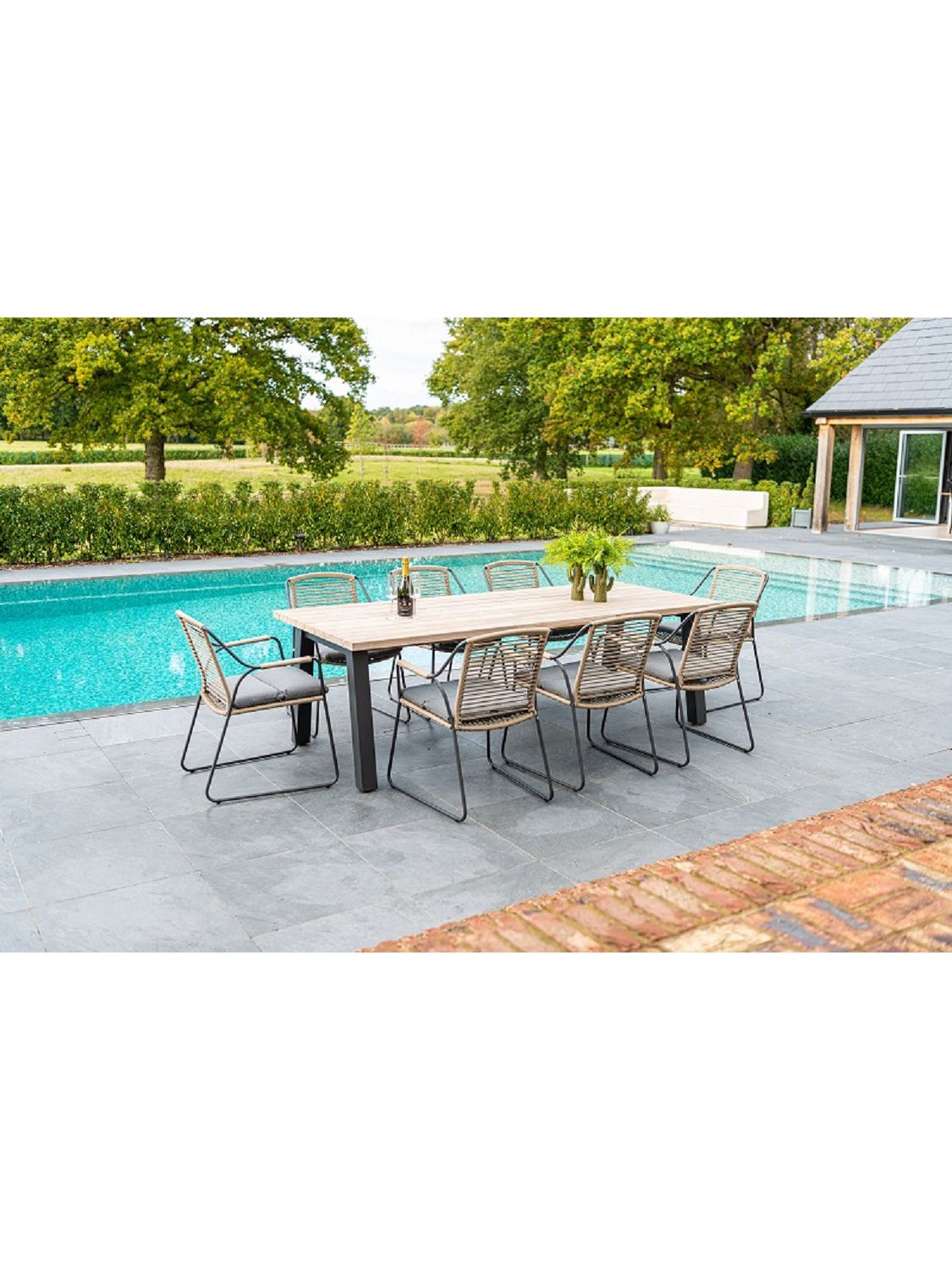 Photo of 4 seasons outdoor scandic 8-seater rectangular garden dining table & chairs set taupe