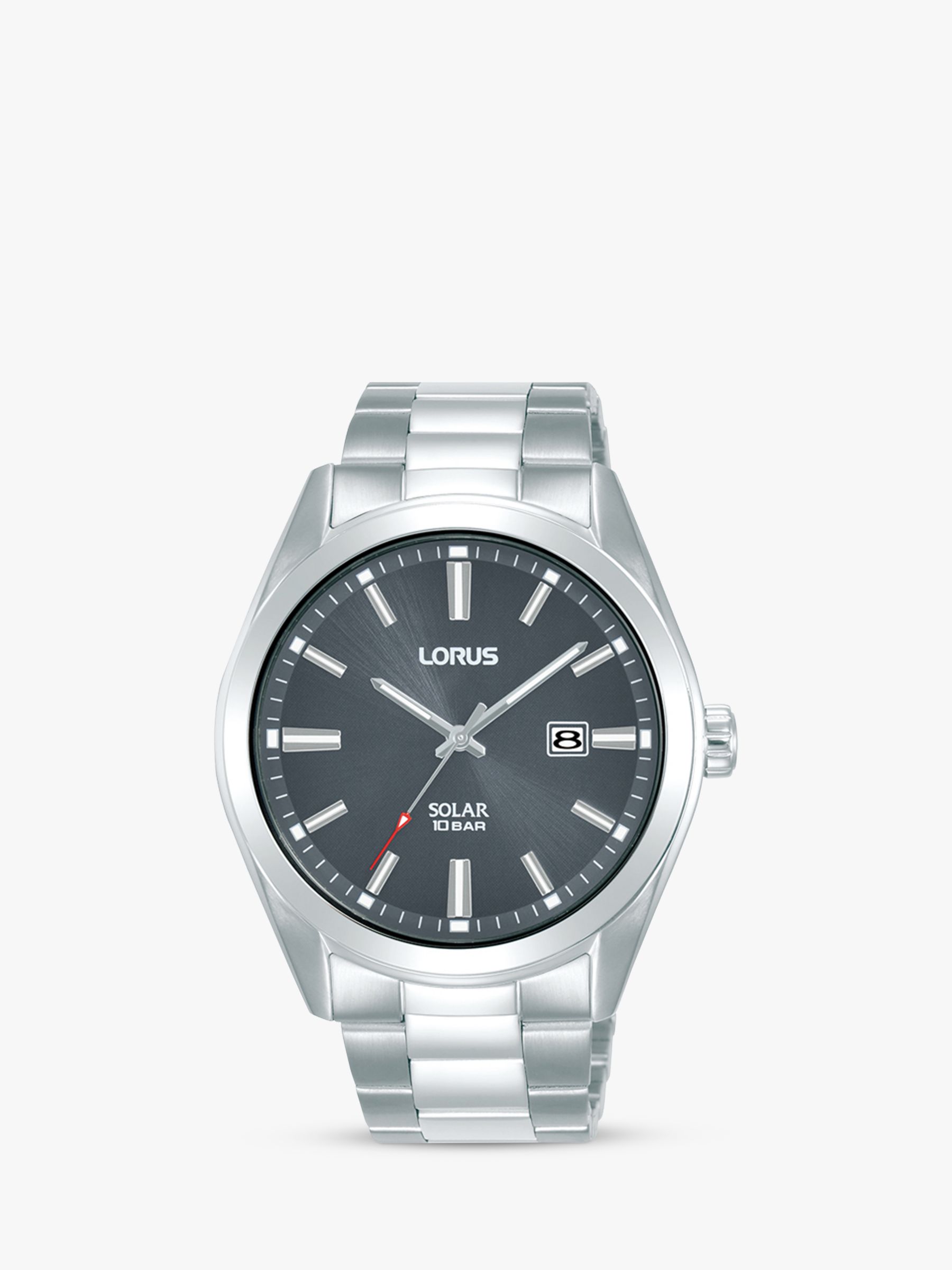 Lorus RX333AX9 Men's Solar Date Bracelet Strap Watch, Silver/Grey at ...