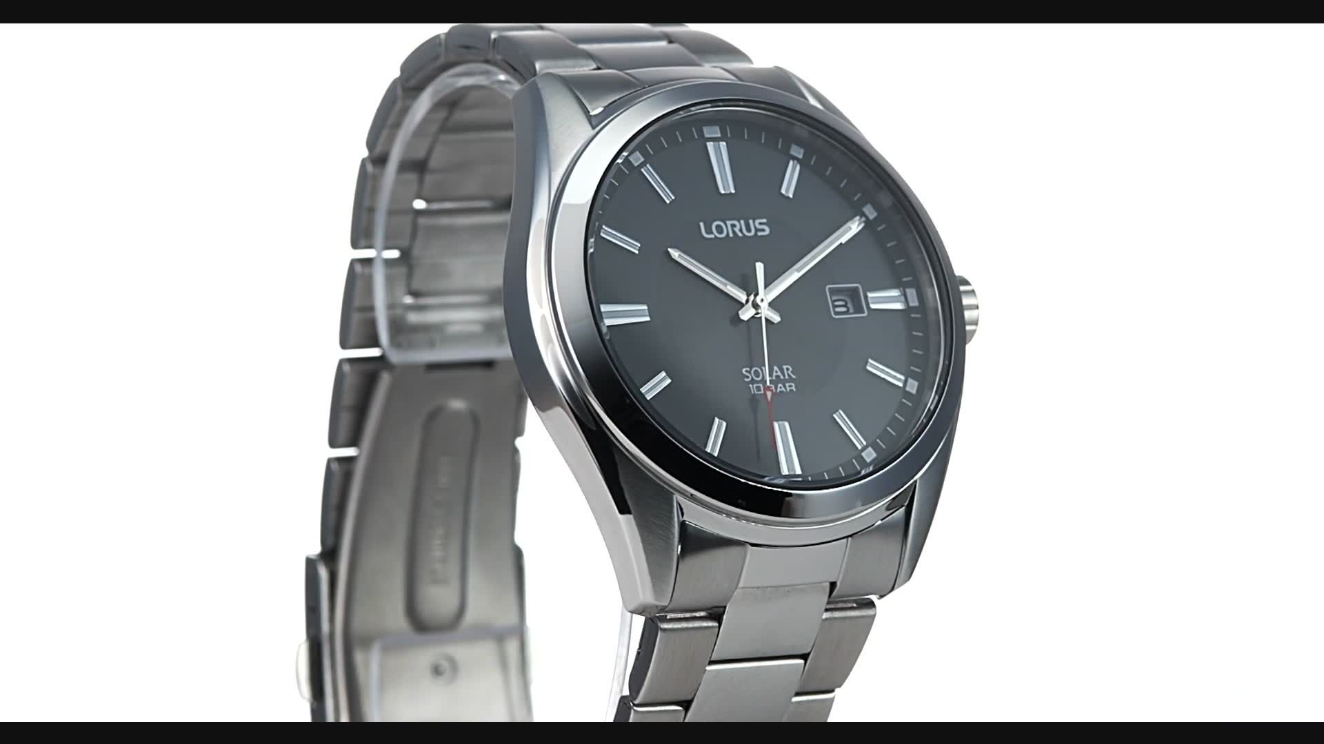 Lewis & Lorus Silver/Grey Solar John Date at Strap Men\'s Bracelet RX333AX9 Watch, Partners