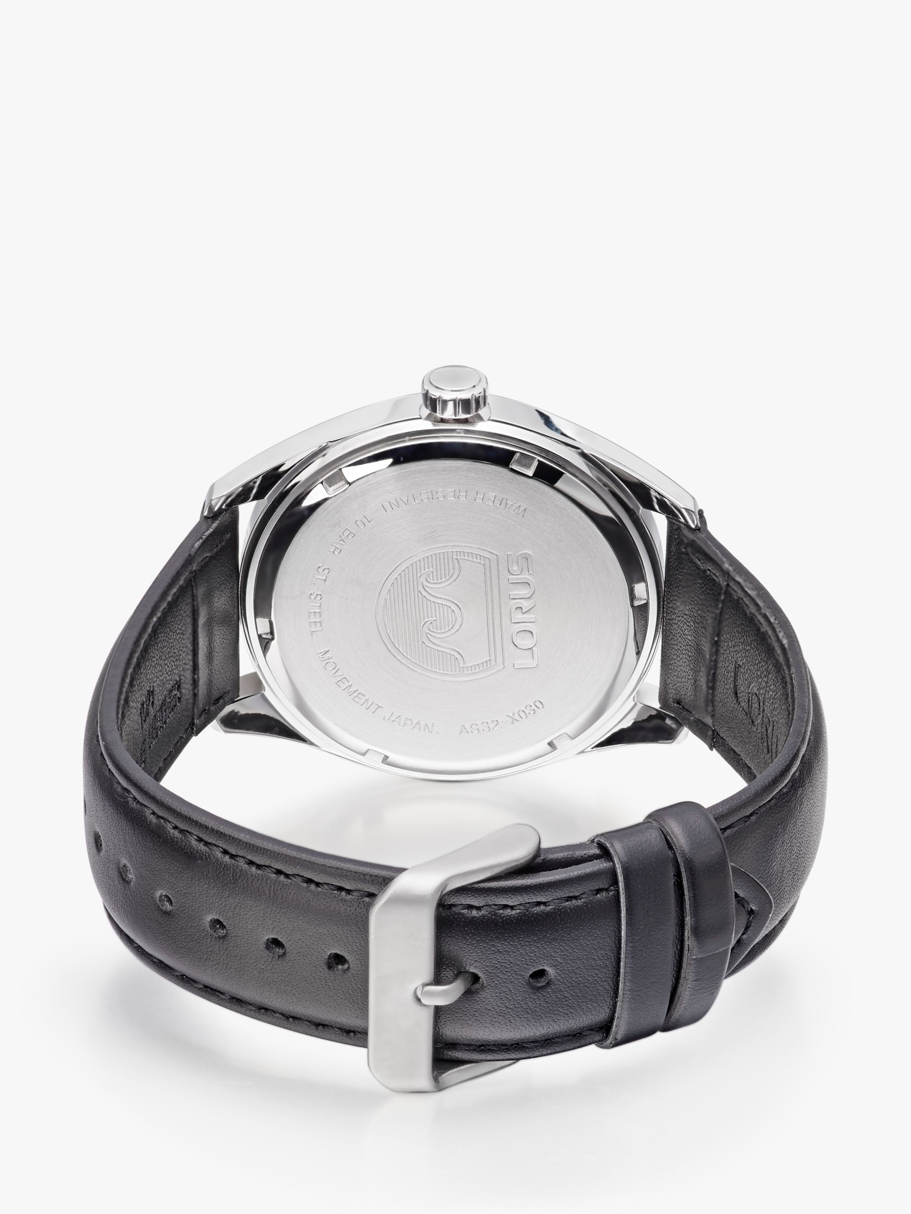 Lorus RX339AX9 Men\'s Solar Date Leather Strap Watch, Black at John Lewis &  Partners