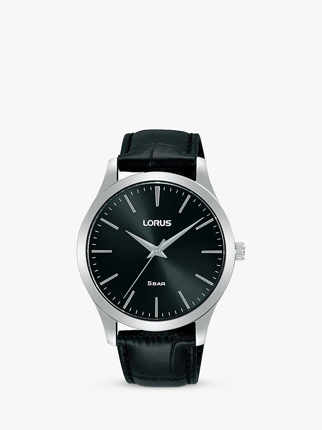Lorus Men's Leather Strap Watch, Black RRX71HX9