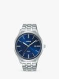 Lorus Men's Heritage Sunray Dial Bracelet Strap Watch, Silver/Blue