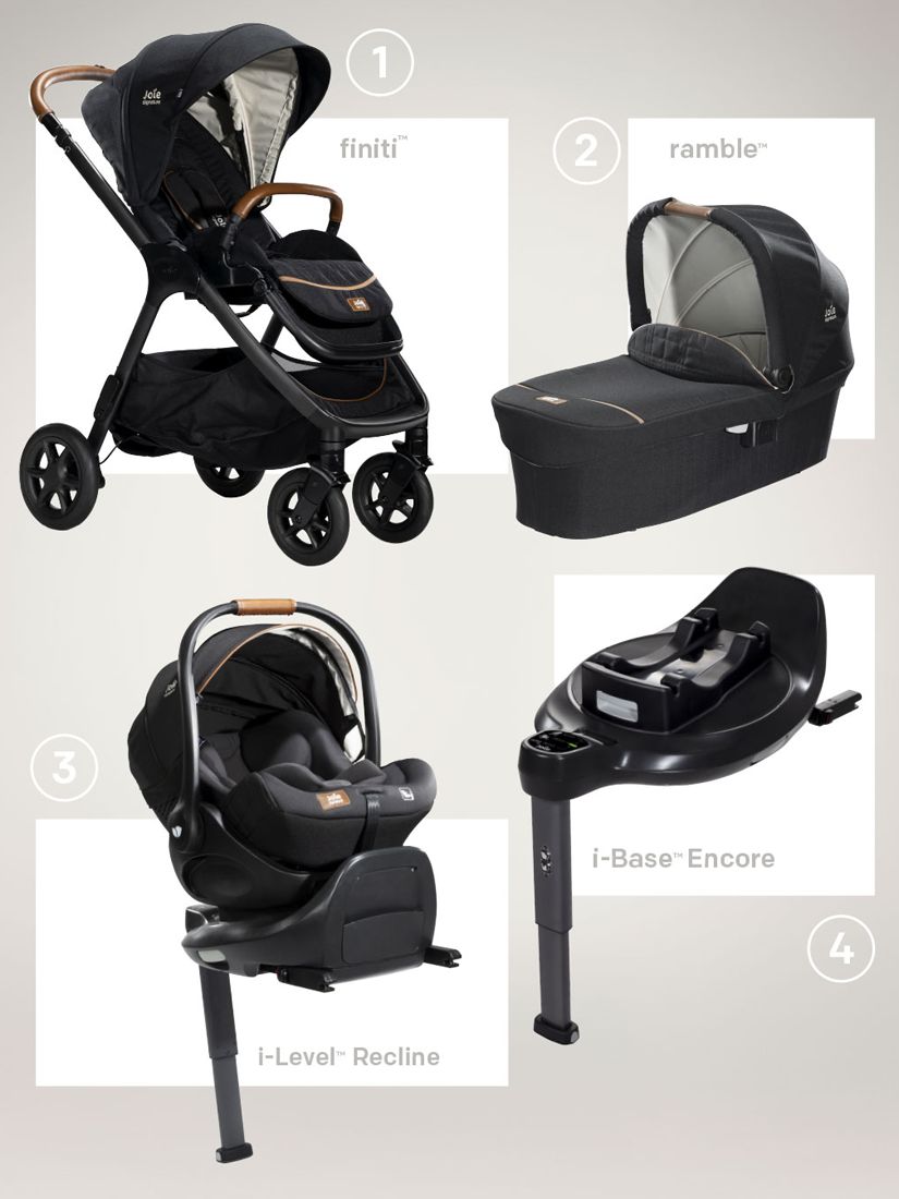 Joie Baby Finiti Pushchair, i-Level Recline Car Seat, Ramble Carrycot and i-Base Encore Bundle