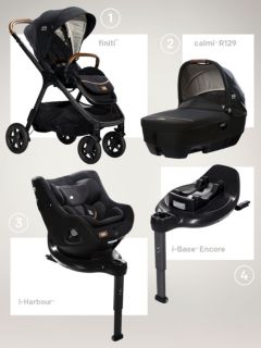 Joie Baby Finiti Pushchair, Calmi R129 Car Seat, i-Harbour Carrycot and i-Base Encore Bundle, Black