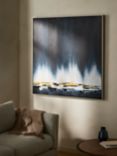 John Lewis 'Midnight Skyline' Hand-Painted Framed Canvas, 122 x 122cm, Black/Blue