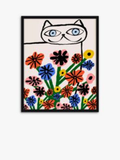 Marcello Velho - 'Garden Cat' Framed Print, 52 x 42cm, Multi