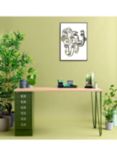 Bisley MultiDesk Oak Veneer Home Office Desk with 6 Drawers, 140cm, Green/Oak