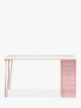 Bisley MultiDesk Ply Wood Home Office Desk with 6 Drawers, 140cm, Pink/White