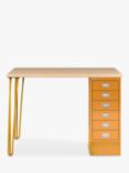 Bisley MultiDesk Oak Veneer Home Office Desk with 6 Drawers, 105cm, Yellow/Oak