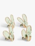 John Lewis Gingham Rabbit Napkin Rings, Set of 4, Light Green