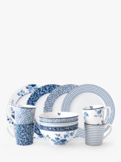 Laura Ashley Blueprint Collectables Breakfast Set, 12-Piece, Blue/White