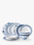 Laura Ashley Blueprint Collectables Dinnerware Set, 12-Piece, Blue/White