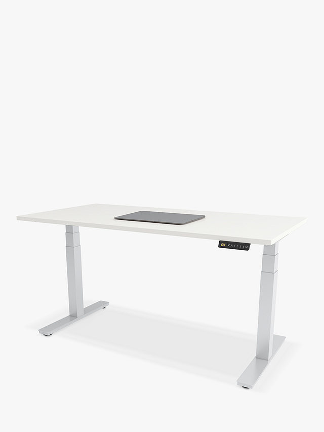 Bisley Sit & Stand Height Adjustable Oak Wood Top Desk, 140cm, White