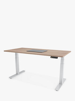 Bisley Sit & Stand Height Adjustable Oak Wood Top Desk, 140cm