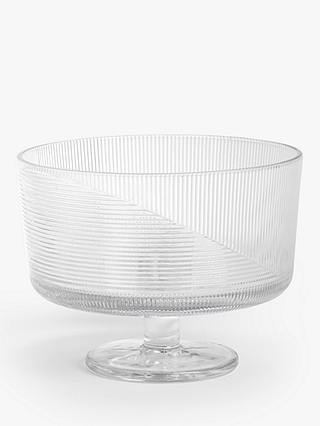 John Lewis Linear Glass Trifle Bowl, 20cm, Clear