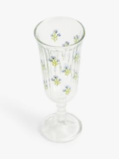 John Lewis Flower Sprigs Glass Champagne Flute, 230ml, Green/Clear