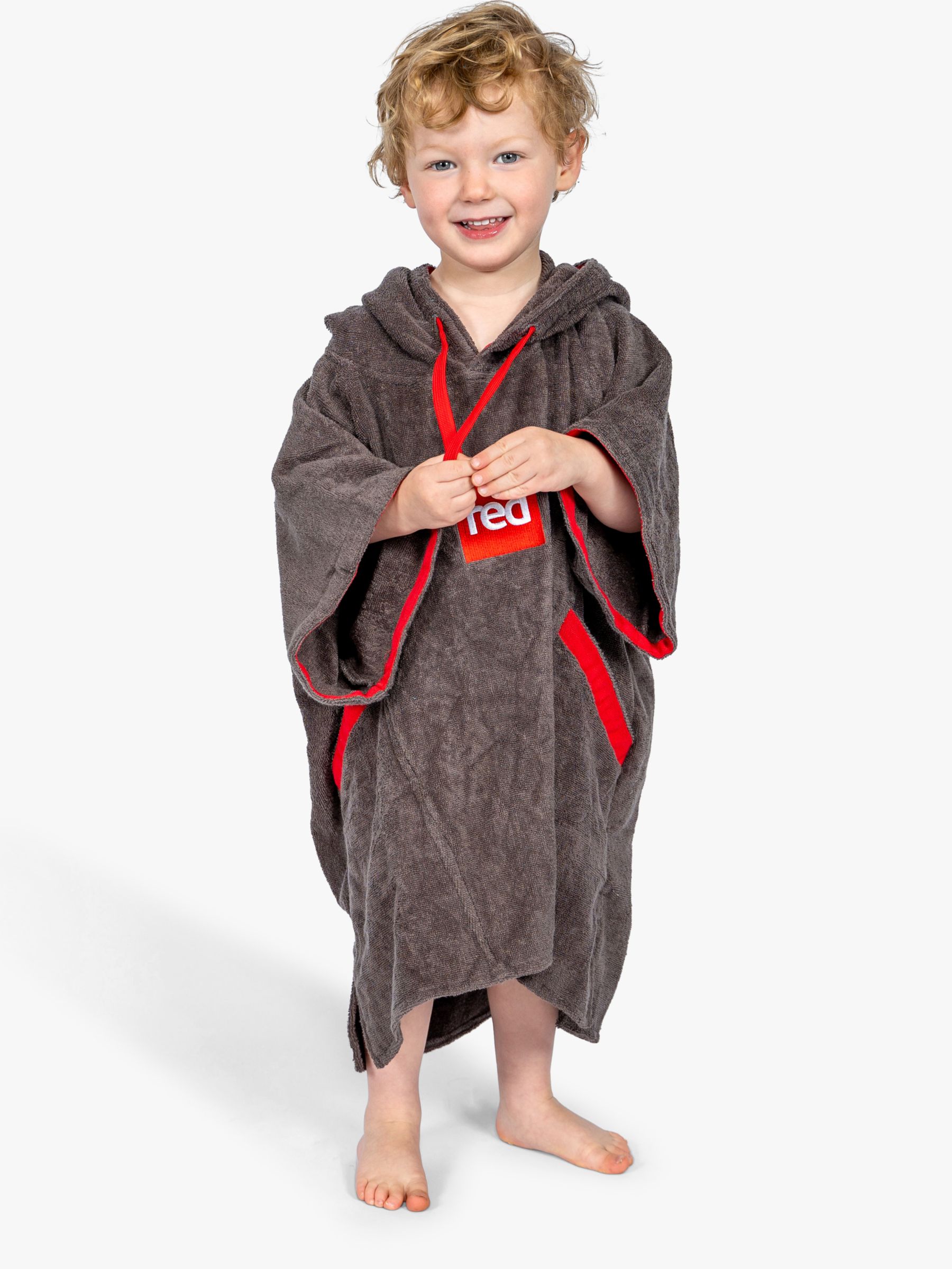 Red Kids' Luxury Towelling Robe, X-Small, Grey