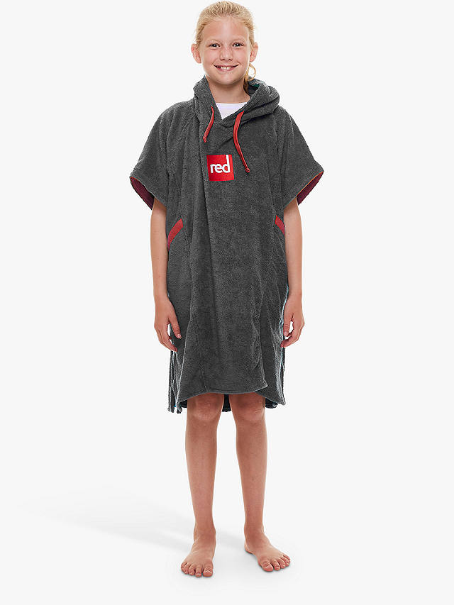 Red Kids' Luxury Towelling Robe, Small, Grey