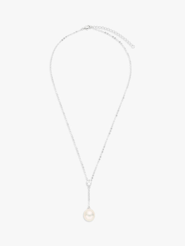 Lido Freshwater Pearl and Cubic Zirconia Y Pendant Necklace, Silver/Cream