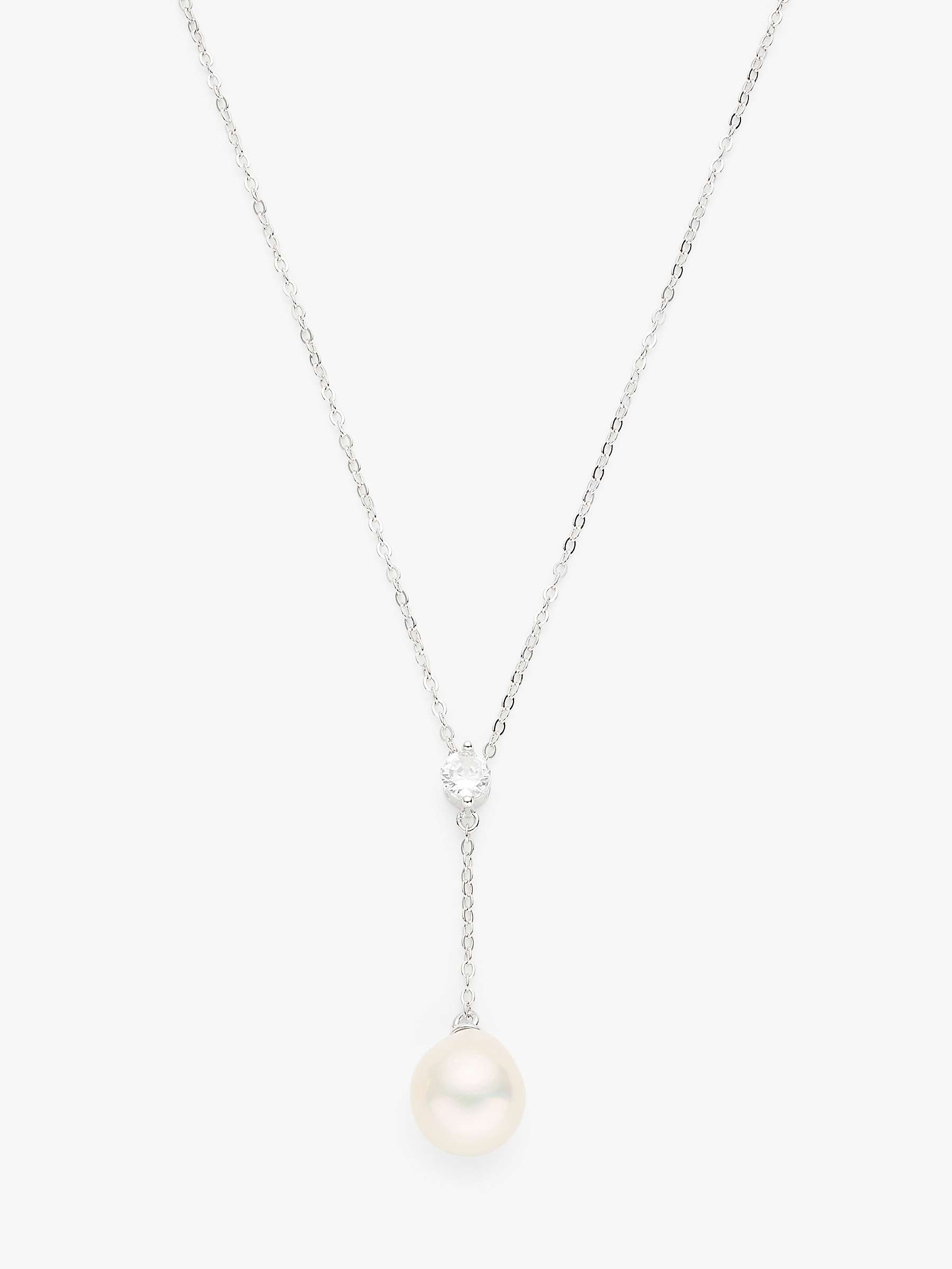 Buy Lido Freshwater Pearl and Cubic Zirconia Y Pendant Necklace, Silver/Cream Online at johnlewis.com