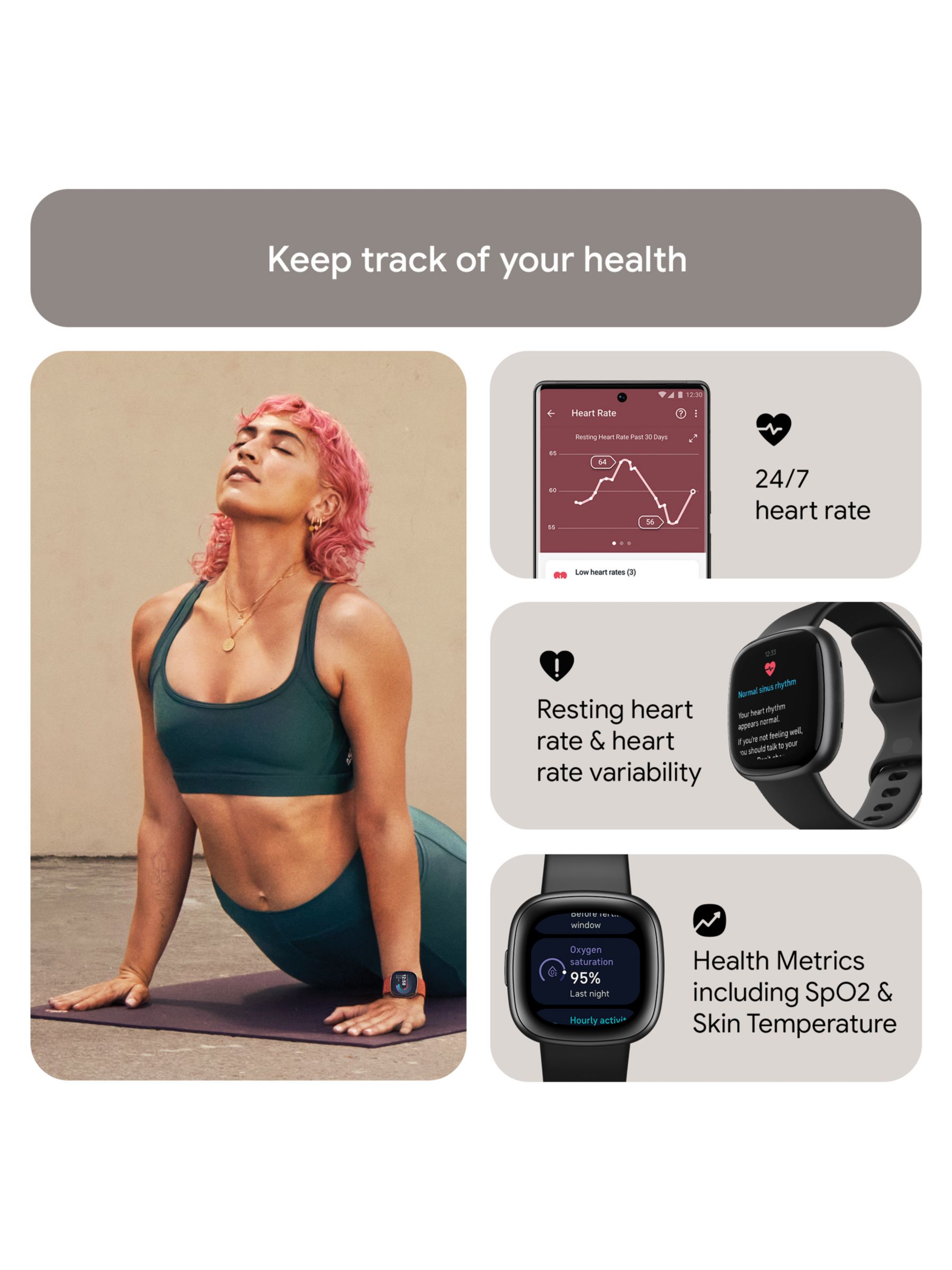 Fitbit Versa 4 Health & Fitness Smartwatch Used Good, Black/Graphite  Aluminum 810073611450
