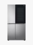 LG GSQV90PZAE Freestanding 70/30 American Fridge Freezer, Shiny Steel