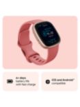 Fitbit Versa 4 Health & Fitness Smartwatch with Heart Rate Monitor, Pink/Rose