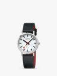 Mondaine A660.30314.11SBBV Unisex SBB Classic Vegan Leather Strap Watch, Black/White