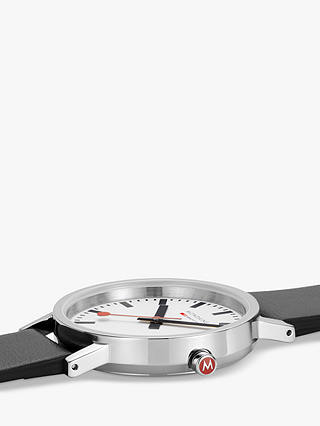 Mondaine A660.30314.11SBBV Unisex SBB Classic Vegan Leather Strap Watch, Black/White