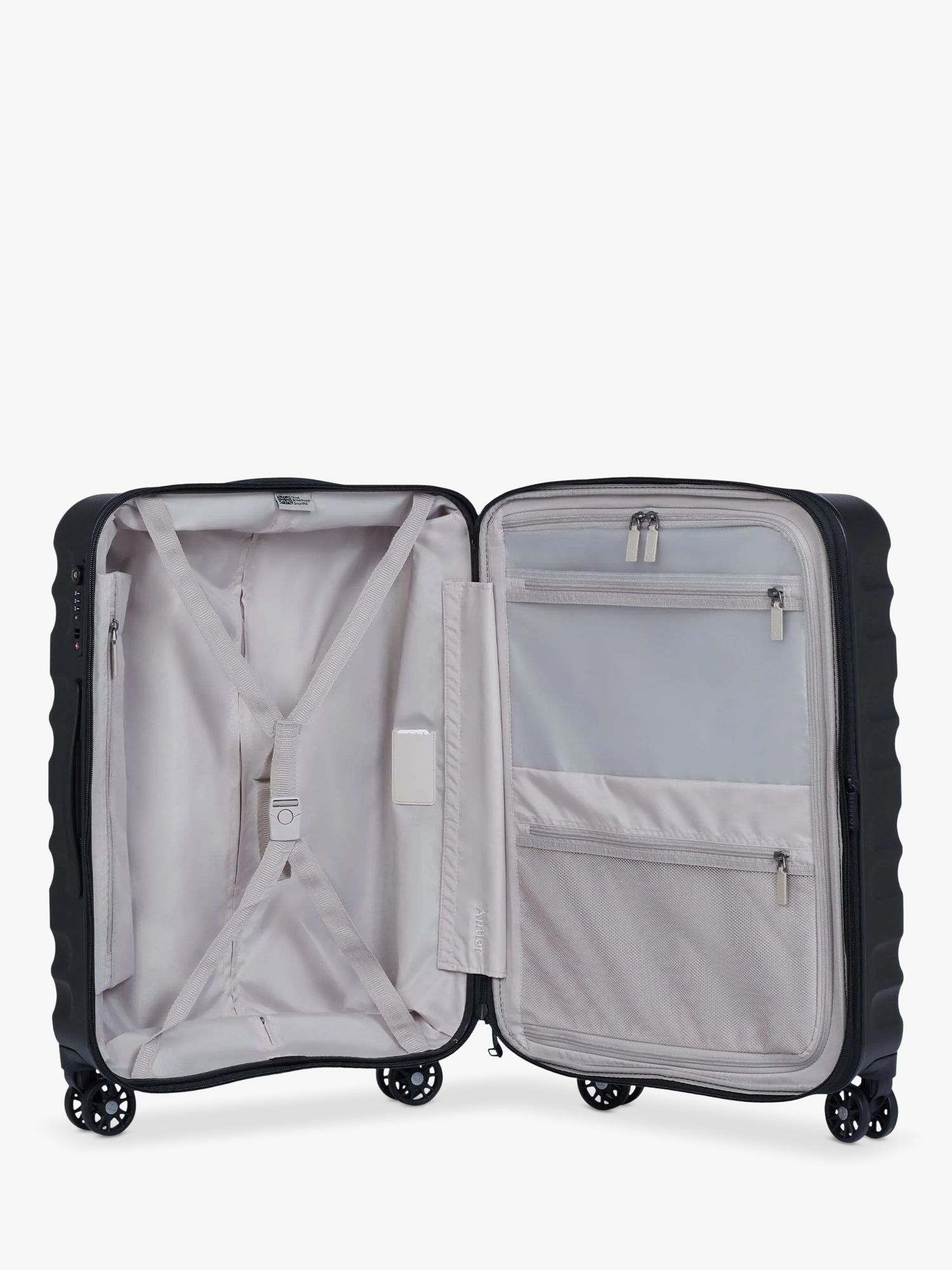 Antler Clifton 4-Wheel 68cm Medium Expandable Suitcase, Black