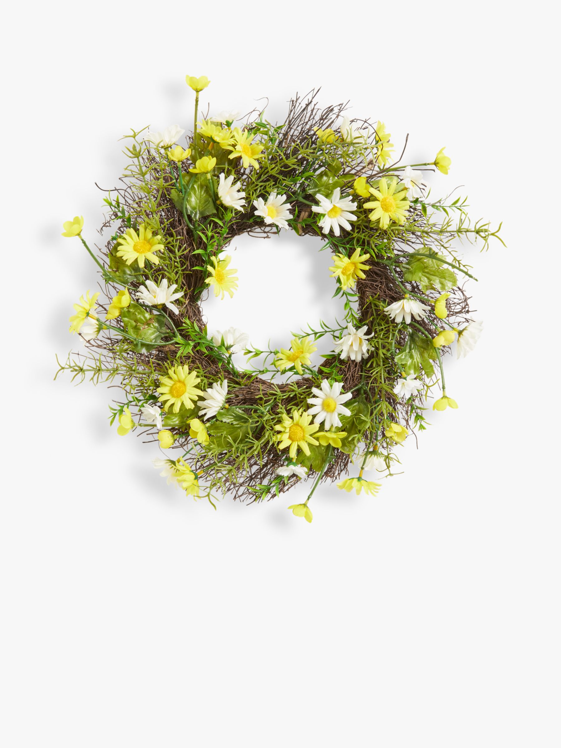 John Lewis Floral Easter Wreath, Yellow, Dia.40cm