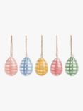 John Lewis Checked Glass Hand Painted Egg Hanging Decoration, Pack of 5