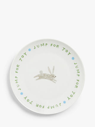 John Lewis Kids' 'Jump For Joy' Easter Bunny Porcelain Plate, 19cm, White/Multi