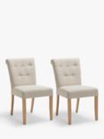 John Lewis ANYDAY Margo Button Back Dining Chair, FSC-Certified (Beech Wood), Brushed Tweed. Set of 2, Natural