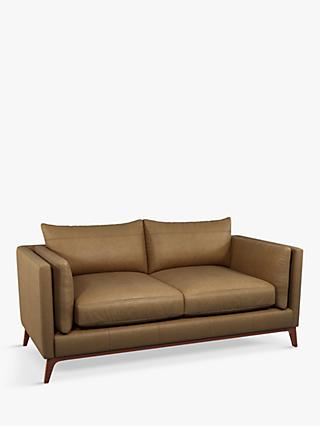 John Lewis Trim Medium 2 Seater Leather Sofa, Dark Leg