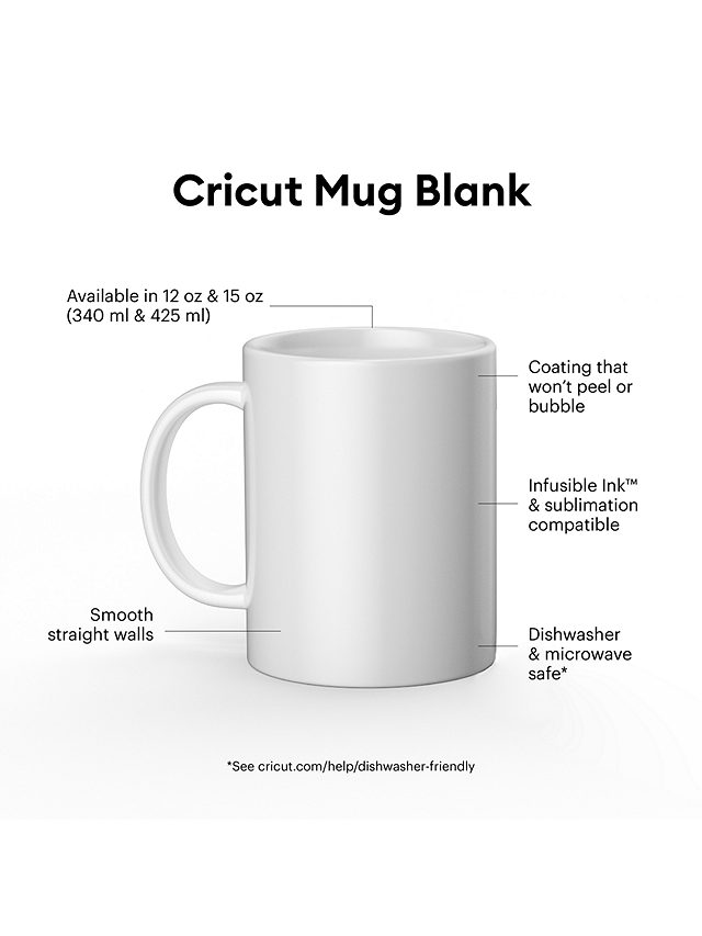 Cricut Mug Press Ceramic Mug Blank, White, 6x 350ml